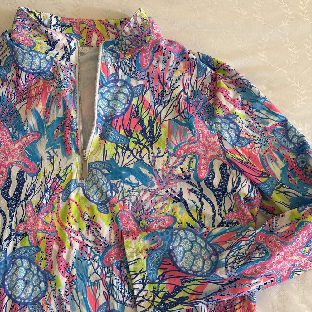 Beachtime By Lulu B 1/4 Zip Top Shirt Golf Tennis Pickleball Travel Large NEW
